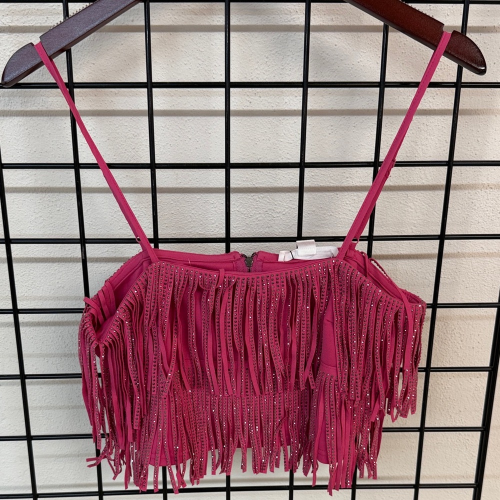 Chic Fringe Camisole in Vibrant Pink
